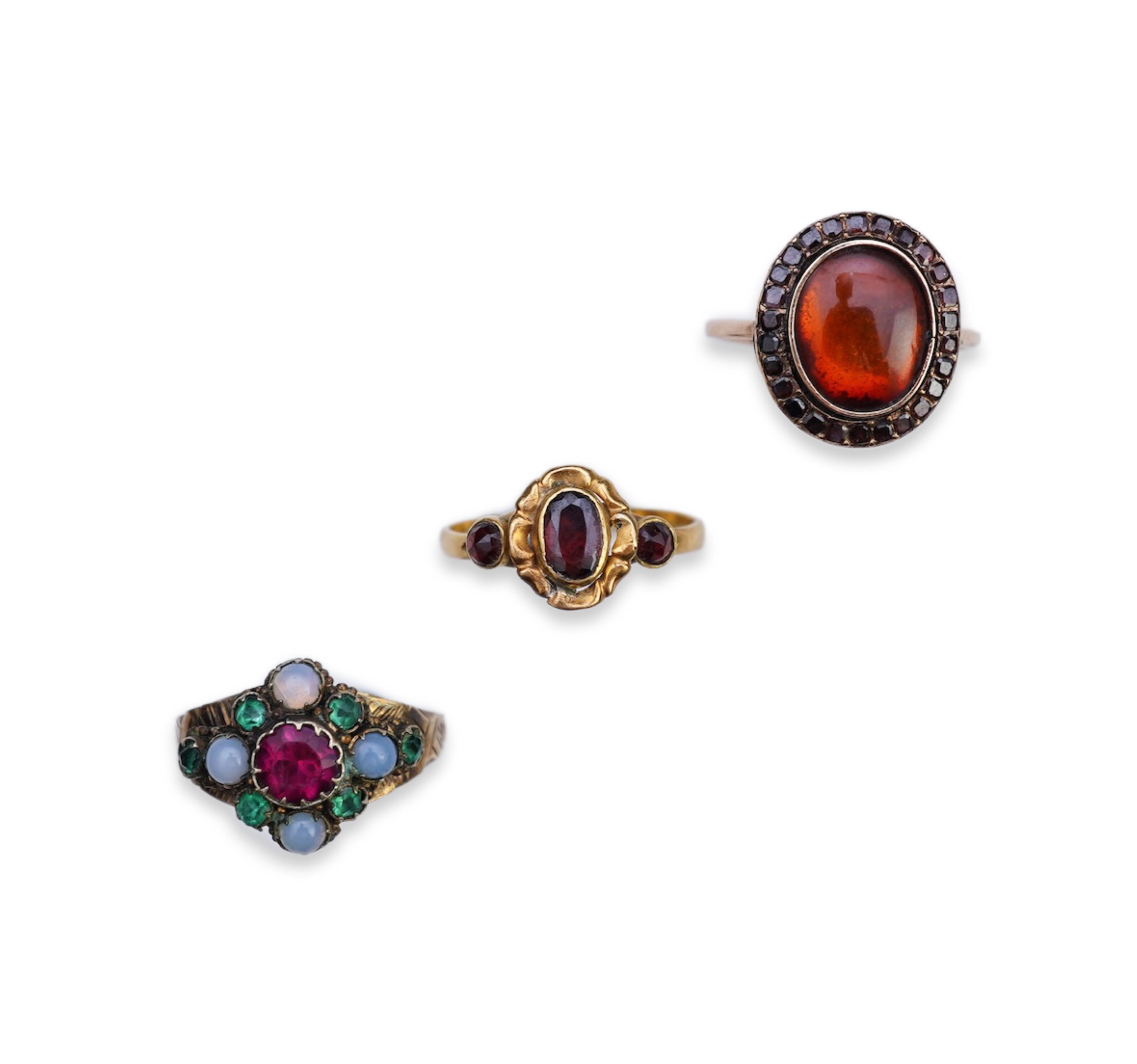 A collection of three antique rings, late 18th-19th century